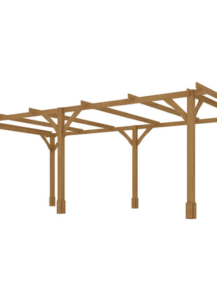 20' x 10' Wood Pergola, Outdoor Gazebo Grape Trellis with Stable Structure for Climbing Plant Support, Dark Brown