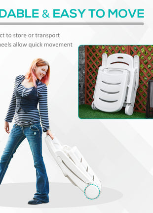 Outdoor Chaise Lounge Chair on Wheels, Waterproof, Quick Assembly, Folding, 5 Level Adjustable Backrest for Pool, White
