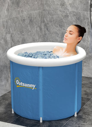 Cold Plunge Tub, Portable Ice Bath Cold Water Therapy Tub with Thermo Lid, for Athletes Recovery, Dark Blue