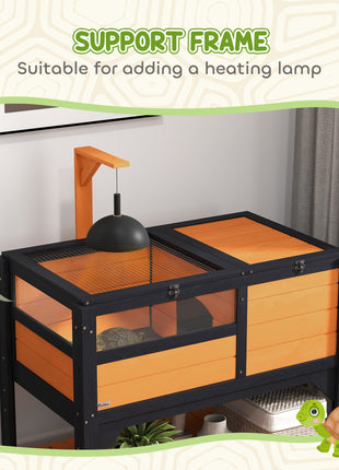 Tortoise Habitat with Shelf Storage Tortoise Gift Accessory with Weather Protection for Indoor, Yellow