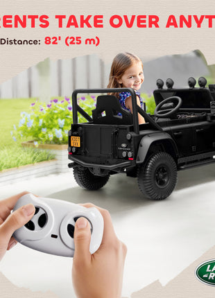 Land Rover Licensed Electric Car for Kids with Remote Control, Dual Motors, Spring Suspension, LED Lights, Black