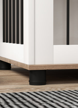 Dog Kennel Furniture Side End Table Indoor with Lockable Door, for Small and Medium Dogs, Walnut Brown