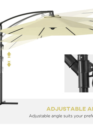 10' Cantilever Tilt Offset Patio Umbrella w/ UV & Water Safe Material & Cross Base (Weight Not Included), Beige