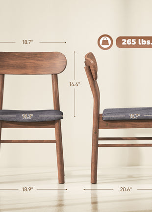 Set of 4 Dining Chairs, Upholstered Dining Room Chairs with Rubberwood Legs and Padded Seat for Kitchen, Gray
