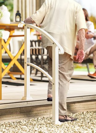 1-3 Step Metal Handrails for Outdoor Steps, Porch Deck Stair Railing with Installation Kit for Concrete Steps, White