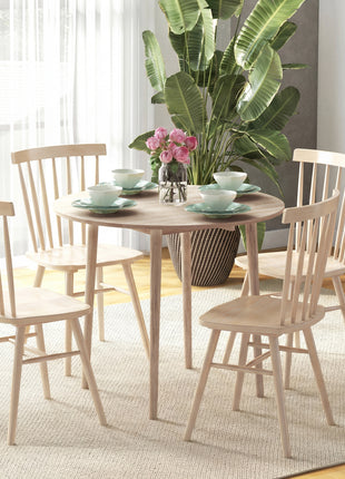Folding Dining Table, Round Drop Leaf Kitchen Table for Small Spaces with Wood Legs, Oak Color