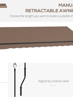13' x 10' Retractable Awning, 280gsm UV Resistant Sunshade Shelter for Deck, Balcony, Yard, Coffee