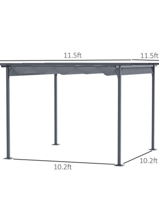 11.5' x 11.5' Outdoor Retractable Pergola Canopy, Metal Patio Shade Shelter for Backyard, Porch Party, Garden, Grill Gazebo, Gray
