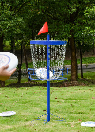 Portable Disc Golf Basket Target with 24-Chain, Travel Bag, Dark Blue