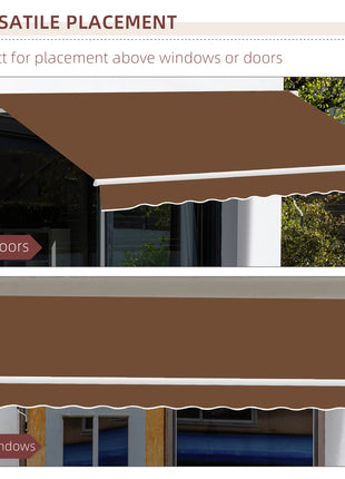 10' x 8' Manual Retractable Sun Shade Patio Awning - Coffee Brown