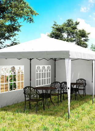 10' x 20' Pop Up Canopy Tent with 4 Sidewalls, Instant Gazebo with Carry Bag for Garden, Patio, White