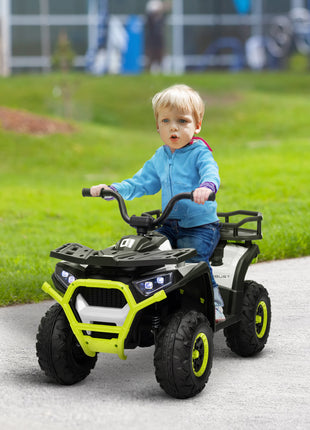 12V Kids ATV, 4 Wheeler Quad with 4 Spring Suspension Wheels, LED Lights, Music USB, Green