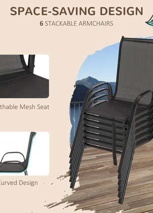 8 Pieces Patio Furniture Set with 9Ft Patio Umbrella, Outdoor Dining Table and Chairs, Black