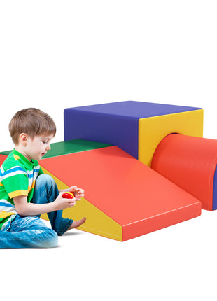 4 Piece Foam Play Set, Soft & Safe Kids Toddlers Children Climbing Set for Crawling or Sliding, Assorted