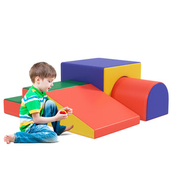 4 Piece Foam Play Set, Soft & Safe Kids Toddlers Children Climbing Set for Crawling or Sliding, Assorted