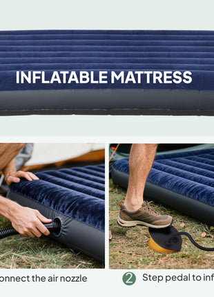 2-Person Tent Cot, 4-in-1 Elevated Camping Bed Combo with Air Mattress, Bed Cover, Foot Pump