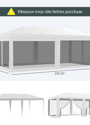 10' x 20' Party Tent, Outdoor Wedding Canopy & Gazebo with Removable Sidewalls, Shade Shelter for Events, BBQs, White