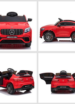 12V Toddler Ride On Car with Remote Control, Mercedes Benz AMG GLC63S Coupe, Electric Car with 2 Speed, MP3 Player, Light, Horn, Songs, Suspension, Red