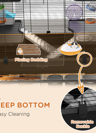 Small Animal Cage for Syrian Hamster, Gerbil Cage with Tubing System, Running Wheel, Ramps, Platforms