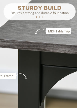 5-Piece Counter Height Bar Table with Space-Saving Design, Square Kitchen Table and Chairs Set with Footrest, Metal Legs, Industrial Dining Table Set for 4, Gray