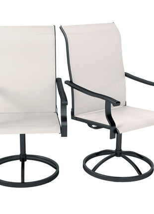 Patio Swivel Chairs Set of 2, High Back Patio Dining Chairs with All-Weather Mesh for Backyard, Lawn, Garden, Cream