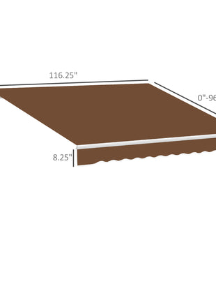 10' x 8' Manual Retractable Sun Shade Patio Awning - Coffee Brown