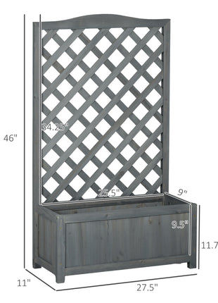 46" Wooden Planter with Trellis, Raised Garden Bed to Grow Vegetables, Herbs, Flowers for Backyard, Patio, Gray