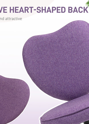 Heart Love Shaped Back Design Office Chair with Adjustable Height, Purple
