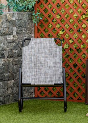 Garden Rocking Chair, Outdoor Indoor Sling Fabric Rocker for Patio, Balcony, Porch, Gray and Brown
