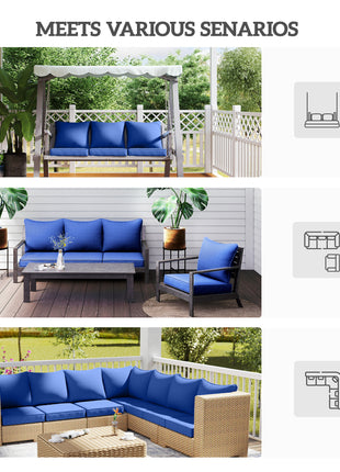 Patio Chair Cushions Set of 2 with Seat & Backrest, Fade Resistant Seat Replacement Cushion Set, Navy Blue