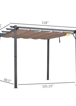 10' x 10' Aluminum Patio Pergola with Retractable Pergola Canopy, Backyard Shade Shelter for Porch, Outdoor Party, Garden, Grill Gazebo, Charcoal Gray
