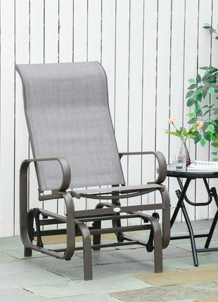 Outdoor Patio Glider Rocker, Metal High-Back Chair for Outdoor Use - Gray