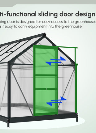 6.2' x 10.3' x 6.6' Outdoor Greenhouse with Walk-in Vent Door for Backyard Garden Gray