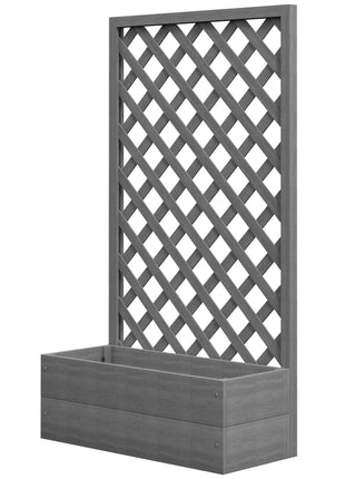 Trellis Planter Box for Climbing Plants, Raised Garden Bed w/ Trellis Lattice for Outdoor Garden, Deck, Backyard, Gray