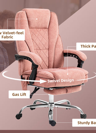 Massage Office Chair, Heated Reclining Computer Chair with Adjustable Height and Footrest, Pink