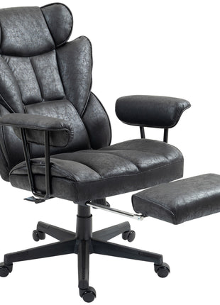 396lbs. Big and Tall Office Chair, Massage Office Chair with Footrest, Lumbar Support & Reclining Function, Black