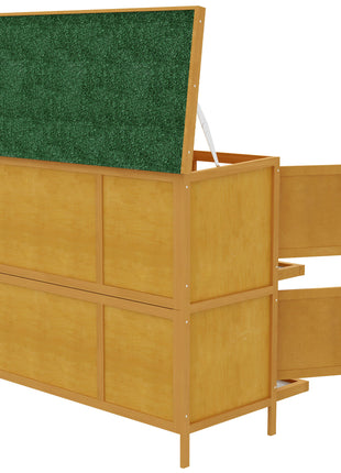 Wooden Bunny Hutch with Ramp, Indoor/Outdoor, Yellow