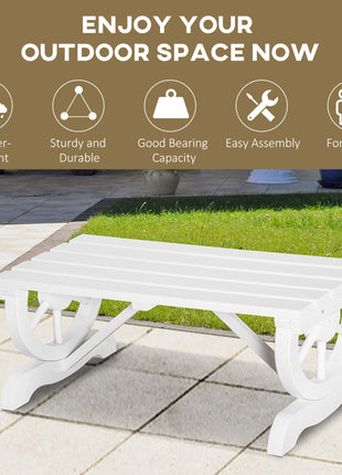 2-Person Wooden Garden Bench, Outdoor Wagon Wheel Porch Bench for Backyard Garden, Support 550 LBS, Rustic Country Style Patio Furniture, White