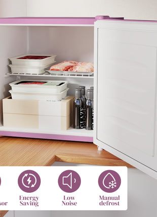 1.1 Cu.Ft Countertop Mini Freezer, Compact Upright Freezer with Removable Shelves, Pink