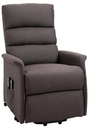Power Lift Assist Recliner Chair for Elderly with Remote Control, Linen Fabric Upholstery, Brown