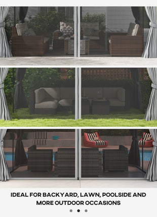 10' x 13' Patio Gazebo w/ Aluminum Frame Double Roof, Outdoor Gazebo Canopy Shelter with Netting & Curtains, Gray