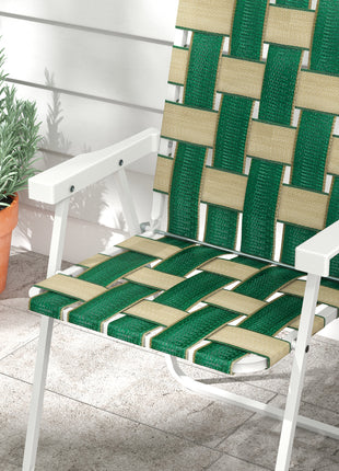 Set of 2 Patio Folding Chairs, Classic Outdoor Camping Chairs, Portable Lawn Chairs w/ Armrests, Green
