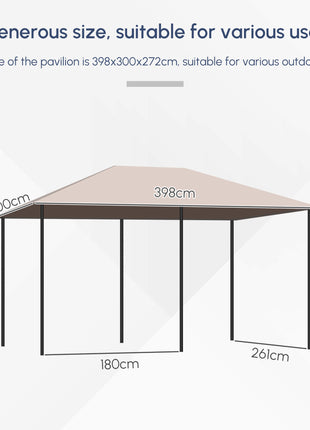 10' x 13' Outdoor Patio Gazebo Canopy Shelter with 6 Removable Sidewalls, & Steel Frame for Garden, Lawn, Backyard and Deck, Khaki