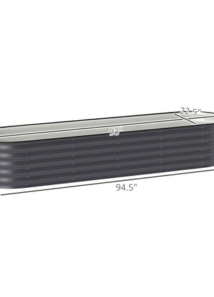 7.9' x 2' x 1.4' Galvanized Raised Garden Bed Kit, Metal Planter Box with Safety Edging, Dark Gray