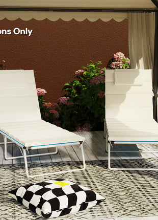 Foldable Chaise Lounge Cushion Set of 2, Outdoor Lounge Chair Cushion Set, UPF50+ 230gsm Olefin, 80" x 26" Cream White
