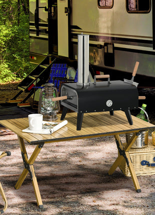 Pellet Wood Fired Pizza Oven Outdoor Pizza Maker with 12" Stone, Peel and Waterproof Cover