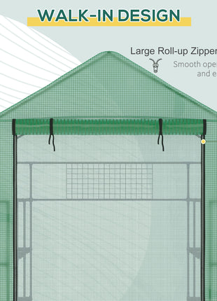 8' x 6' x 7' Temporary Greenhouse for Growing Flowers with Mesh Door & Windows Green