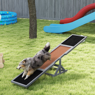 Wooden Dog Agility Seesaw for Training and Exercise, Weather Resistant, 83" L x 16" W x 14" H, Gray