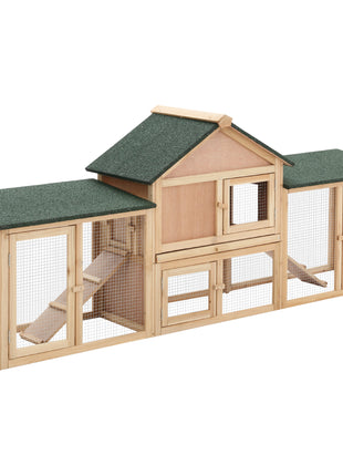 Rabbit Cage Outdoor, Rabbit House 83" 2 Story Deluxe XL Wooden Rabbit Hutch Big Bunny Cage w/ Ladder and Run