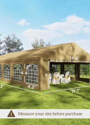20' x 40' Party Tent, Outdoor Canopy Tent with Removable Sidewalls, 12 Windows for Parties, Wedding, Events, BBQ, Brown